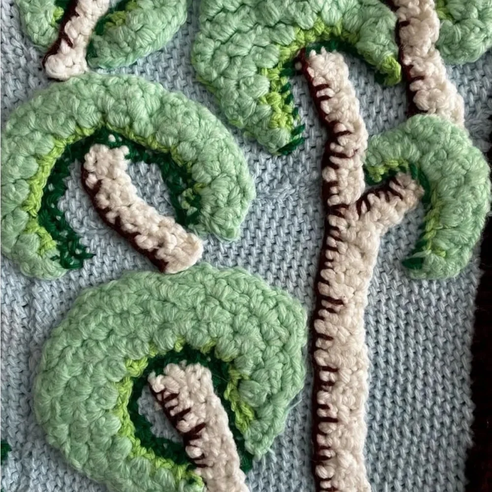 Handmade Crocheted Forest Scene Blanket Afghan 52x35 inches